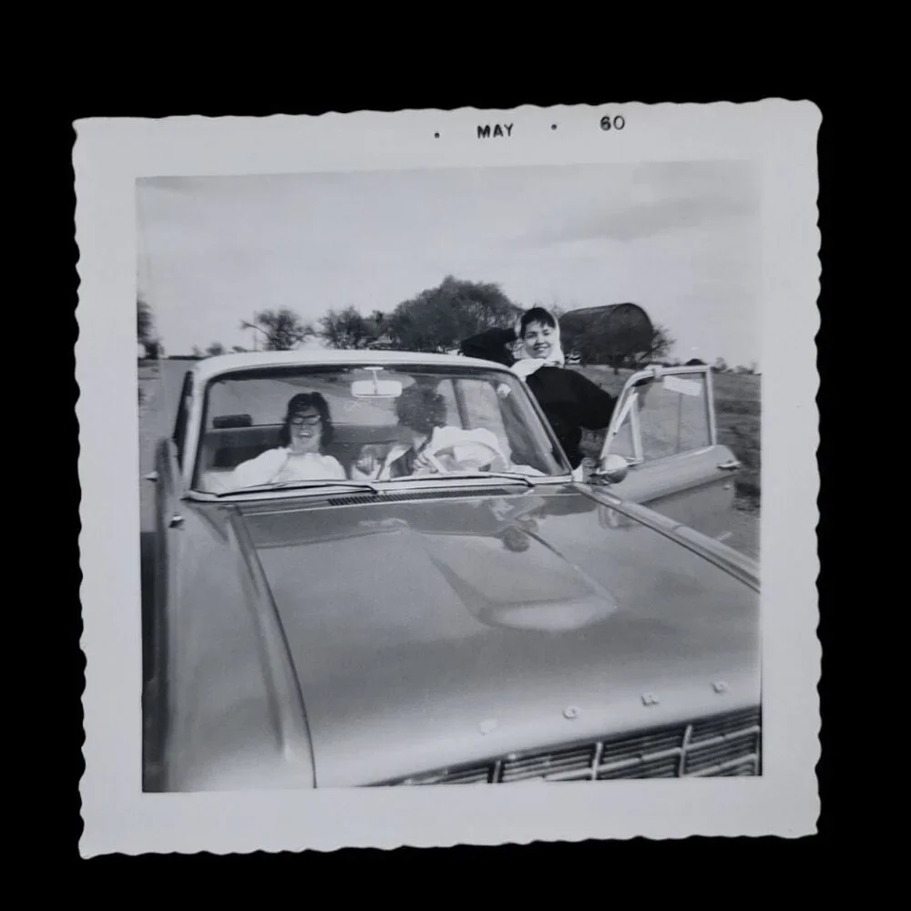 Vintage Photograph Lot of 12 Black and White Pictures 1960 Beach Car Scalloped E